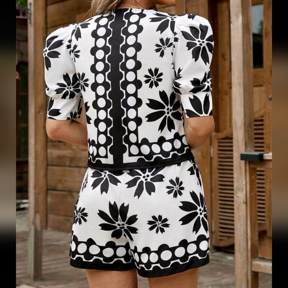 Retro Print Casual Vacation Elegant Outfit For Ladies, 2 Piece Summer Set - Picture 3 of 4